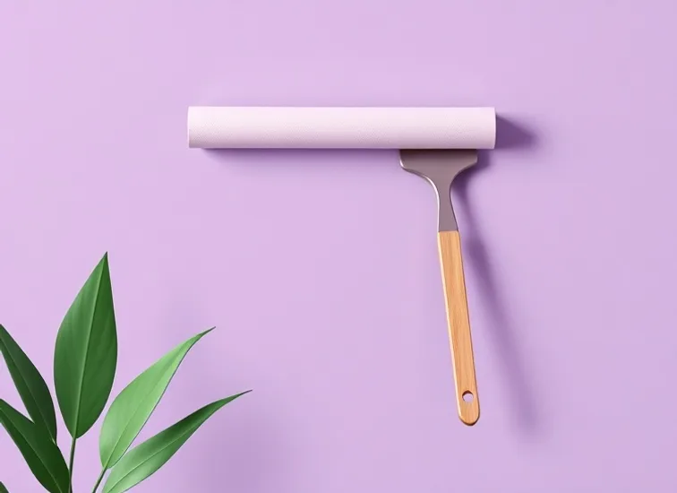 Pose de papier peint, rouleau et brosse à maroufler